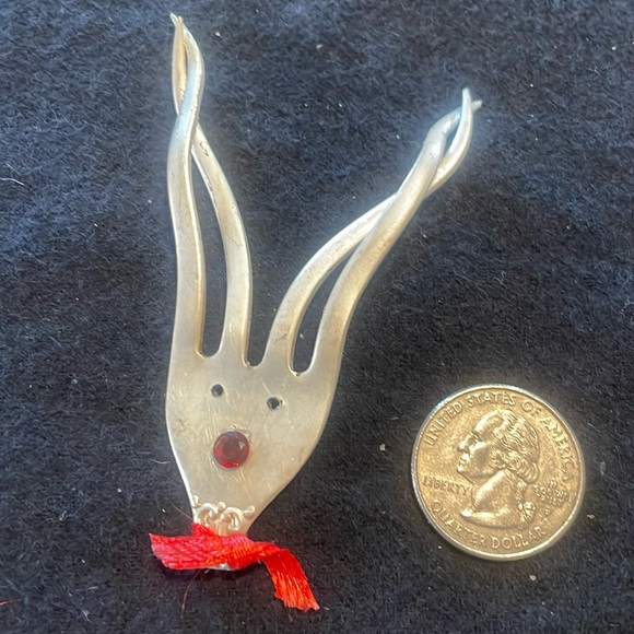 Other - Handmade ornate silver reindeer pendant/ornament with a garnet nose.